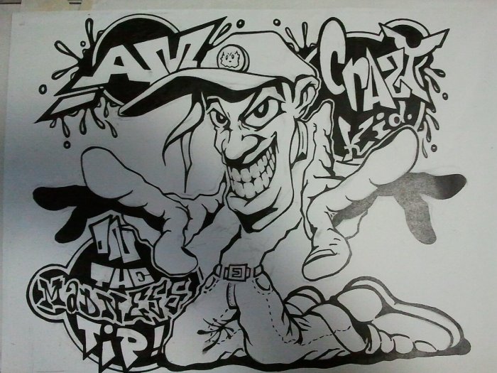 Граффити карандашом на стене