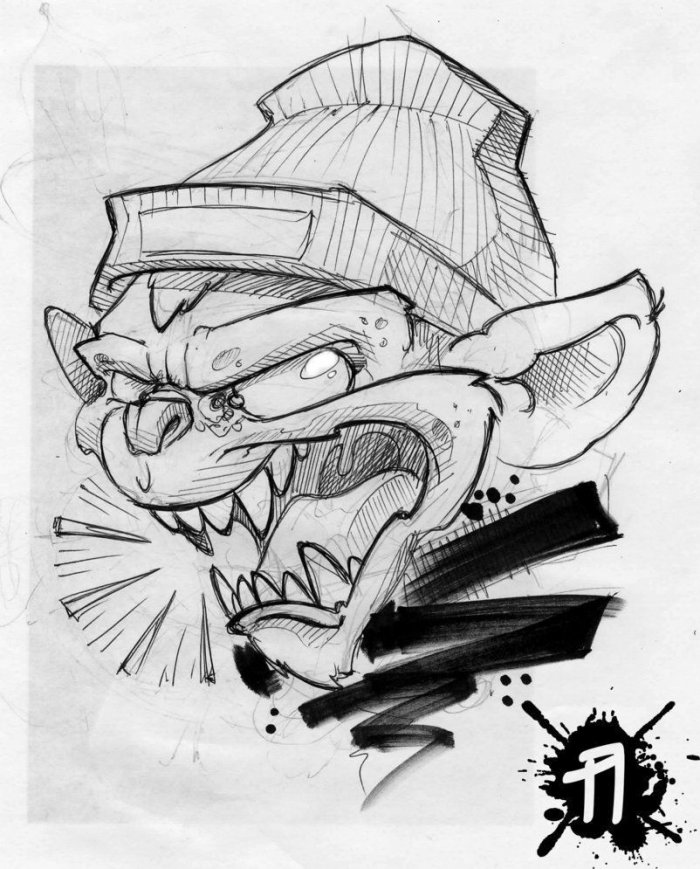 Наброски граффити карандашом