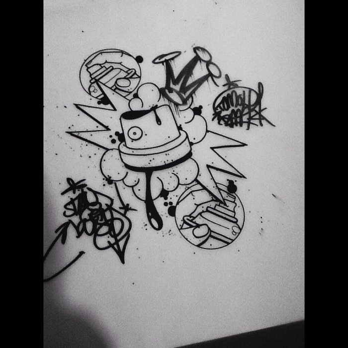 Тату граффити чб
