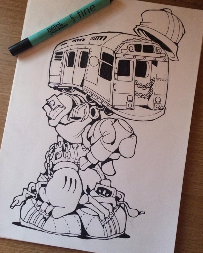 Скетч поезд граффити