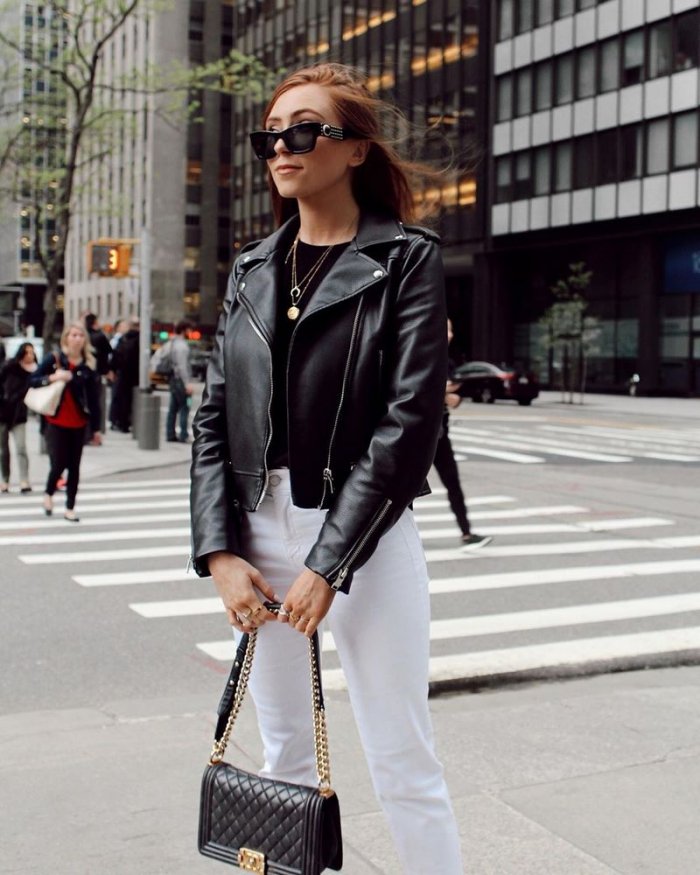 Женщины стиль с кожаными штанами