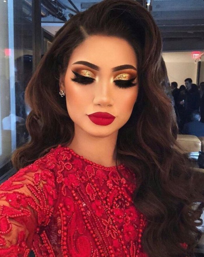 Макияж для красного платья