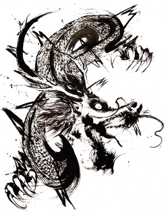 Эскиз китайского дракона на руку