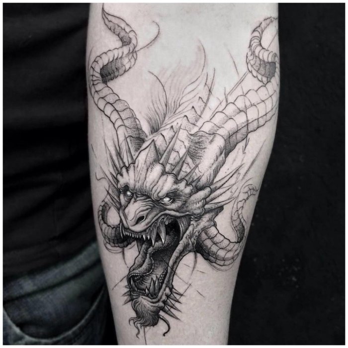 Дракон тату эскиз