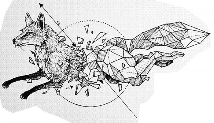 Геометрическая лиса эскиз