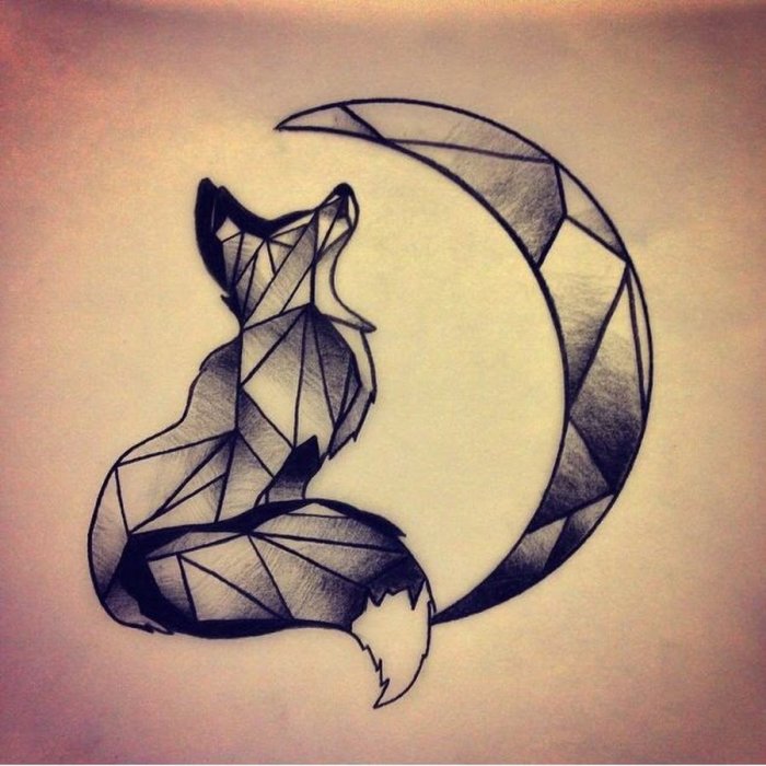 Тату лисы геометрический