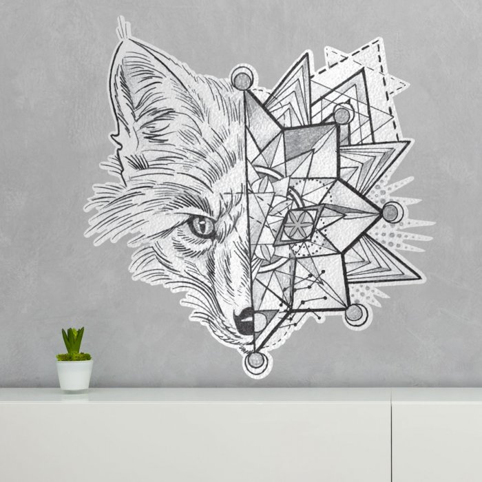 Геометрическая лиса тату эскиз
