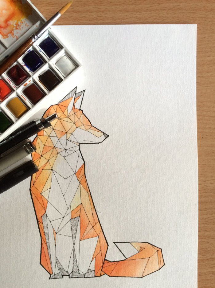 Геометрическая лиса эскиз