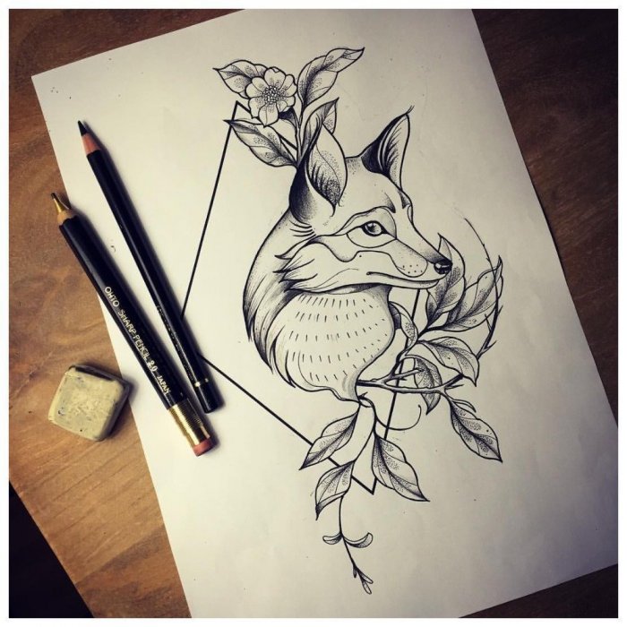 Тату лайнворк лица