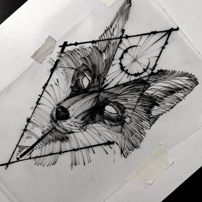 Тату в стиле оригами