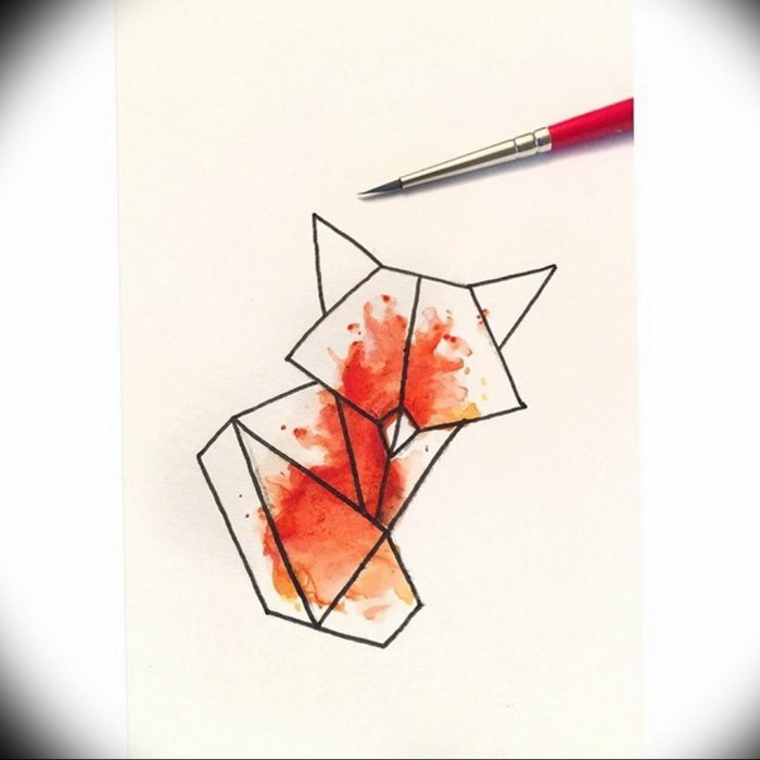 Эскиз тату лиса геометрия