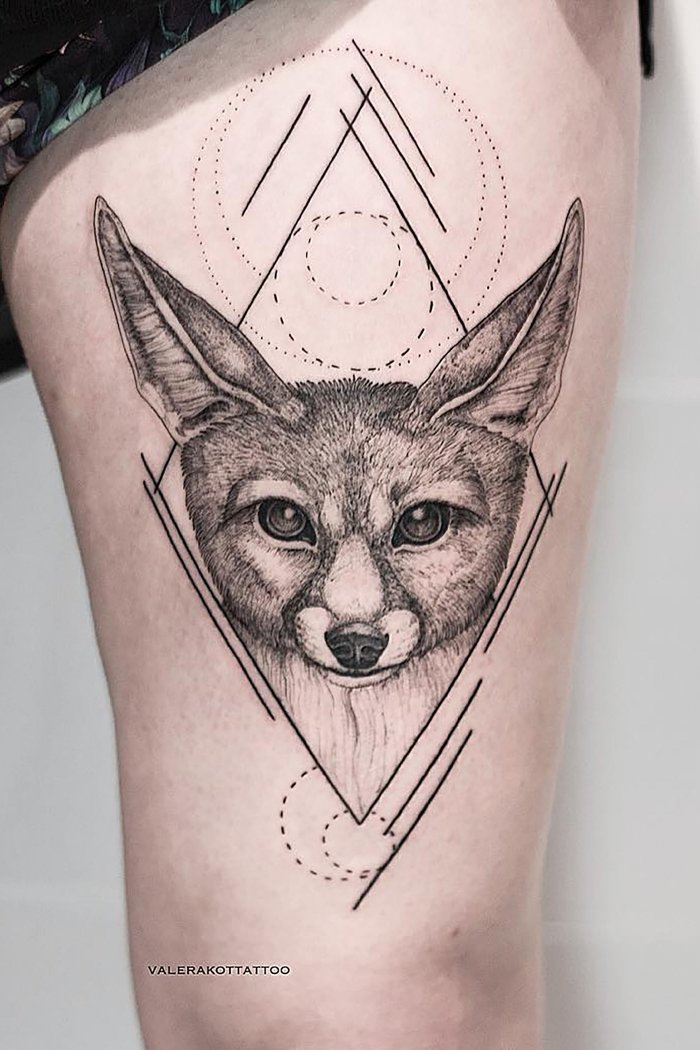 Геометрическая лисица тату