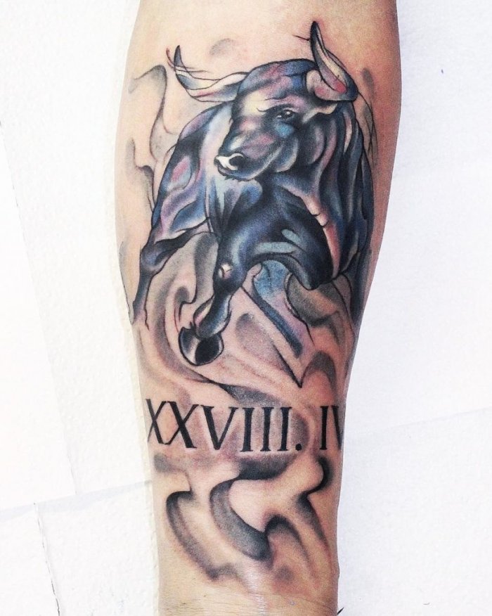 Тату со знаком зодиака Телец