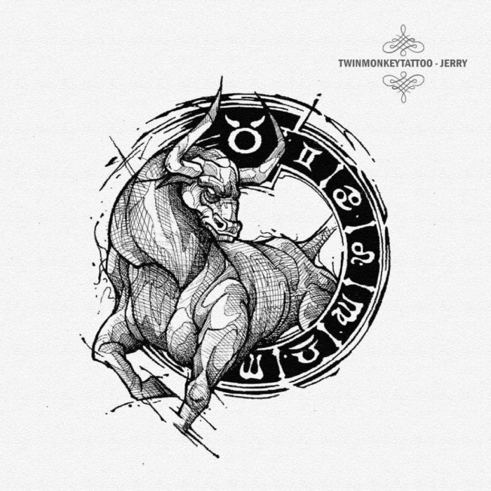 Татуировка Телец для мужчин