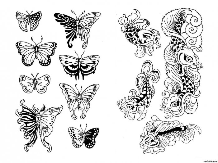 Эскизы тату бабочки для девушек