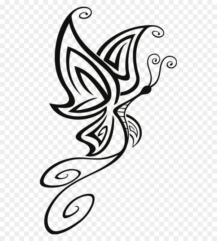 Бабочка тату черно белая для девушек