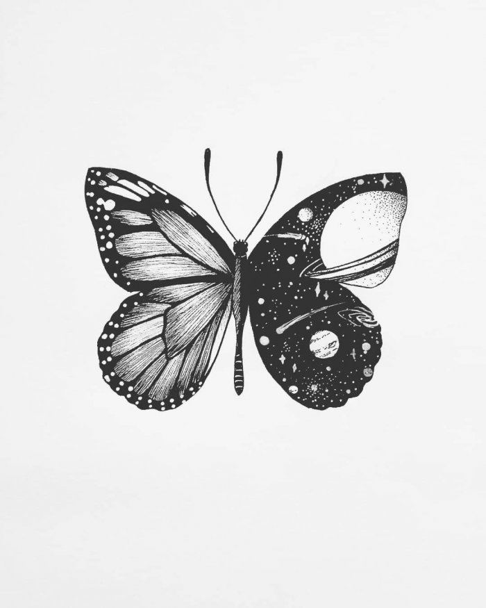Бабочка тату эскиз