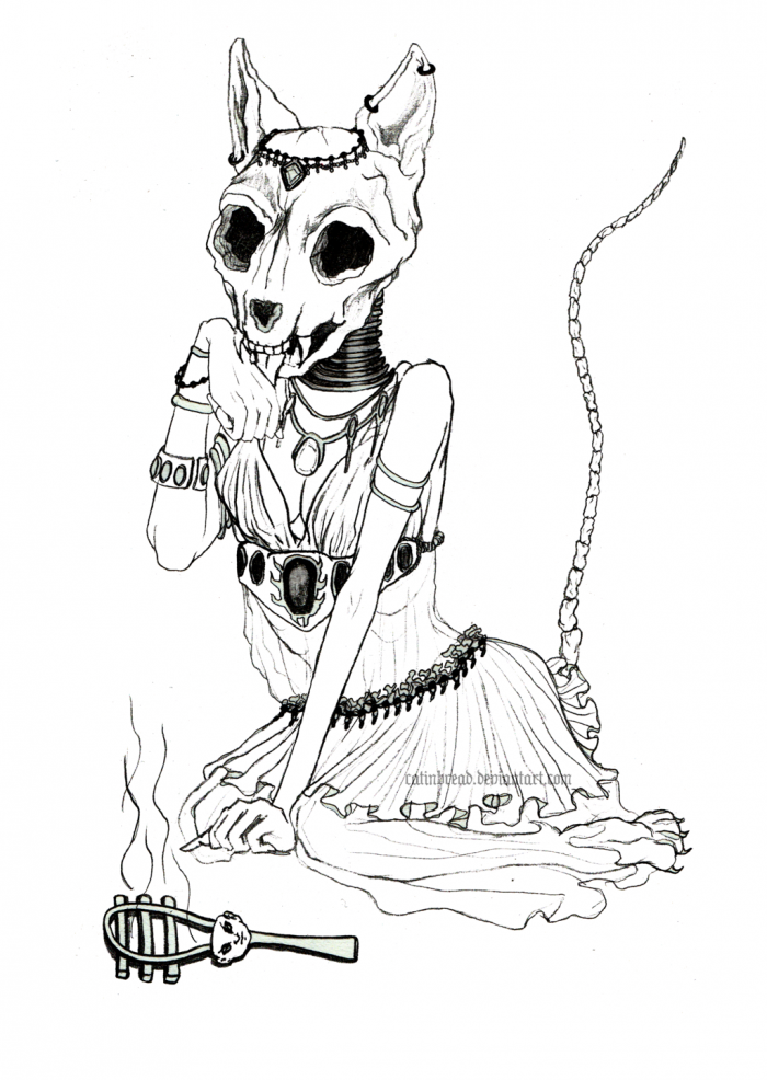 Богиня Бастет эскизы тату