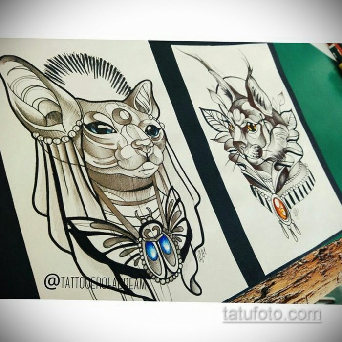 Тату Египетская кошка эскизы