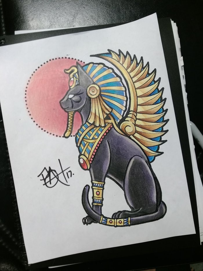 Эскизы тату Египет Бастет