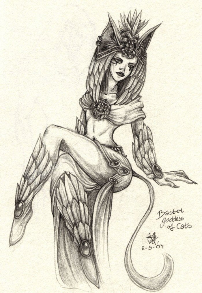 Бастет богиня Египта эскиз тату