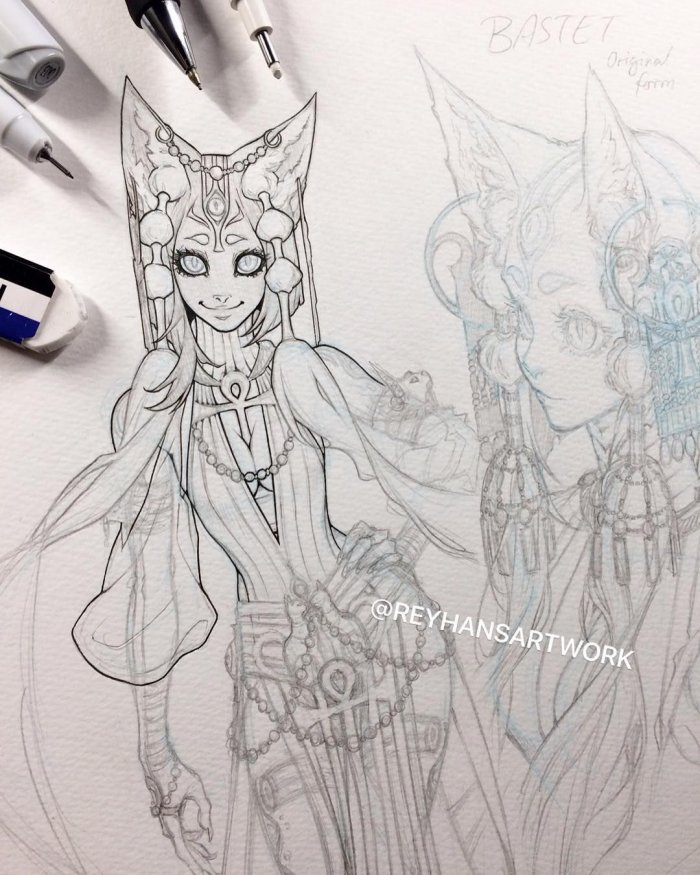 Эскиз Татуировки Богини аниме