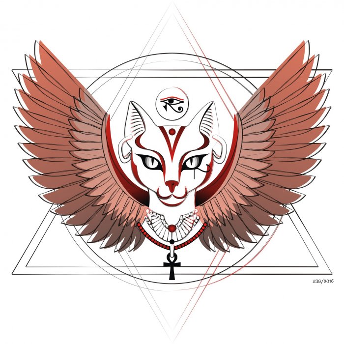 Египетская богиня Бастет тату