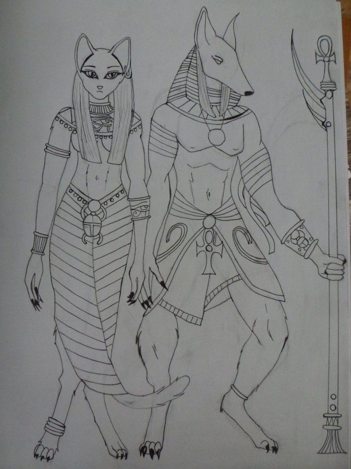 Тату на ляшках эскизы богиня Бастет