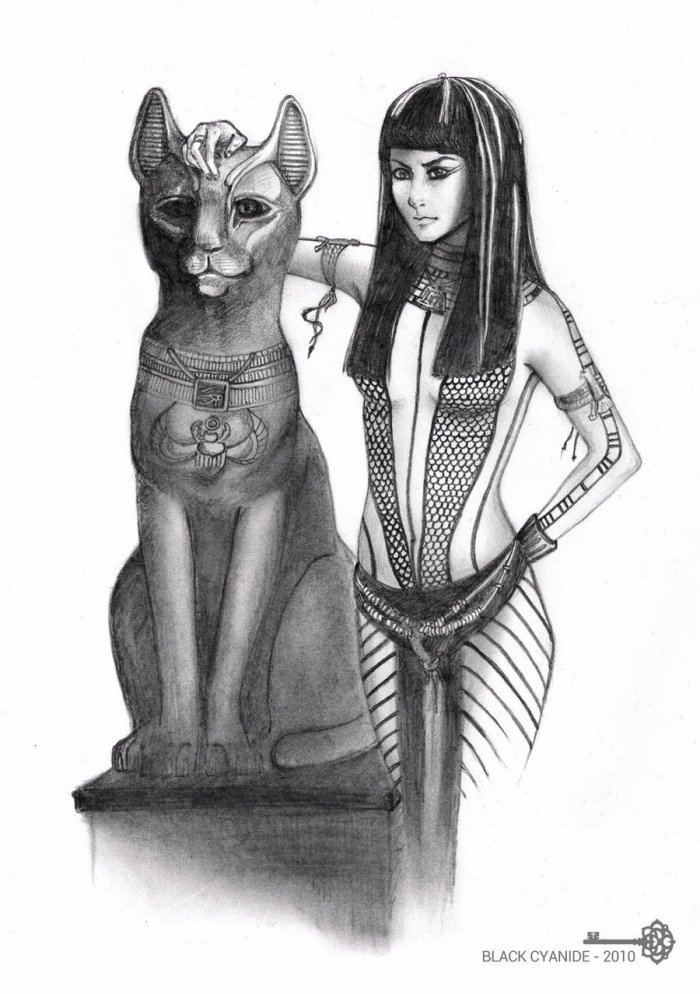 Богиня Бастет тату