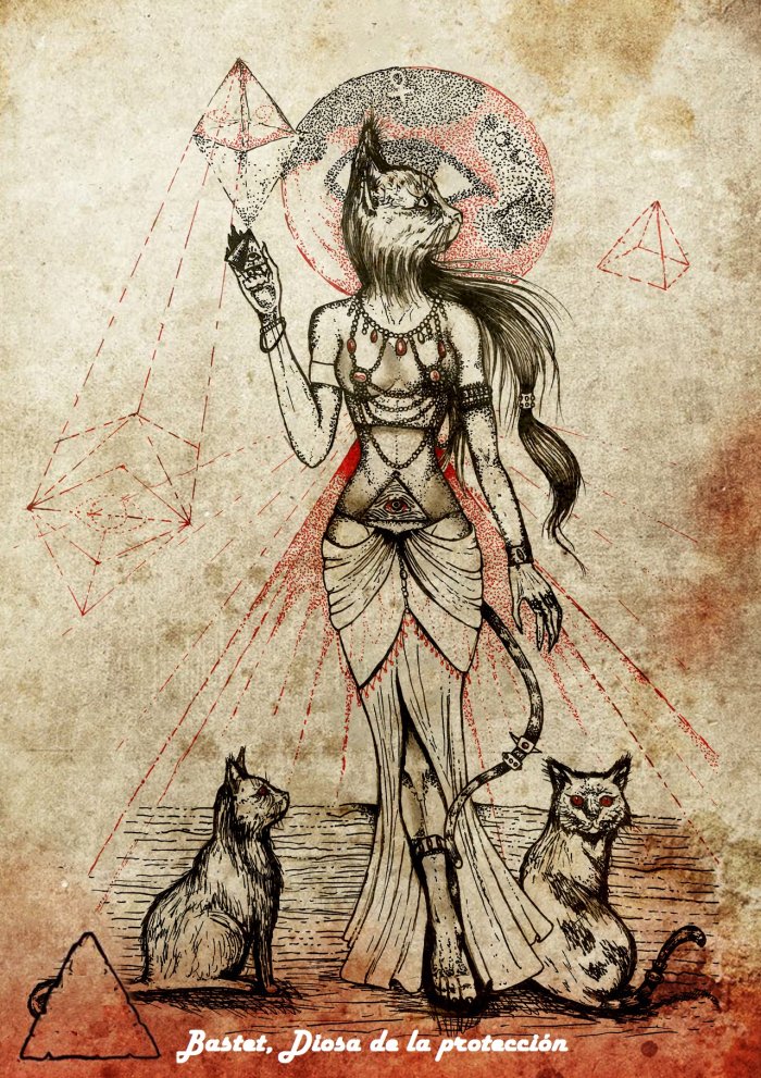 Бастет богиня Египта тату