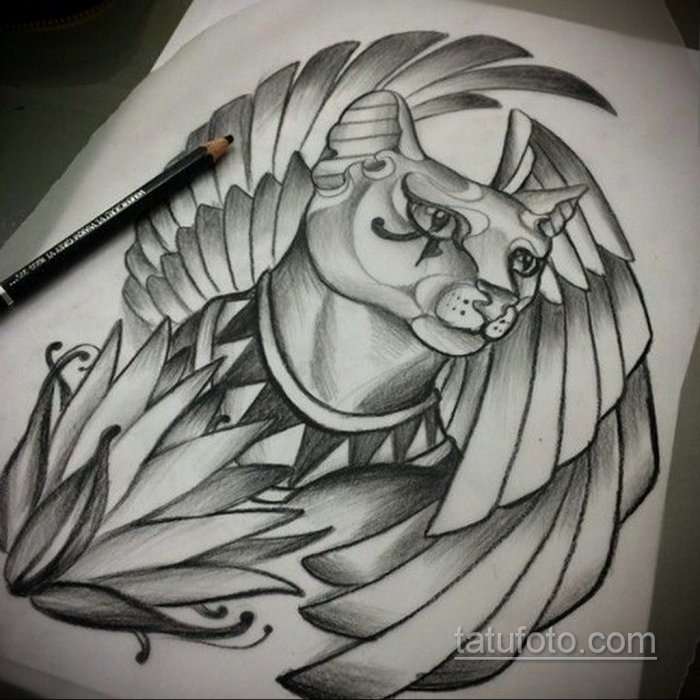 Тату Египетская кошка эскизы