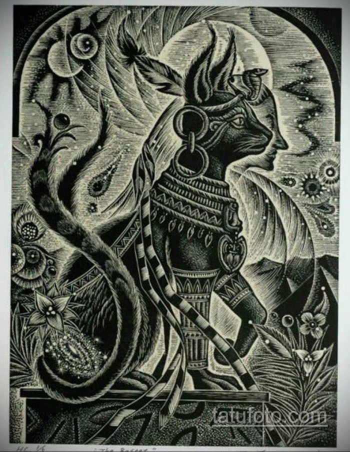 Бастет богиня кошка тату