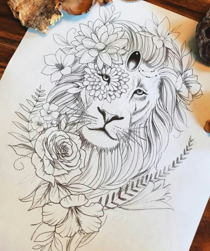 Девушка Лев эскиз