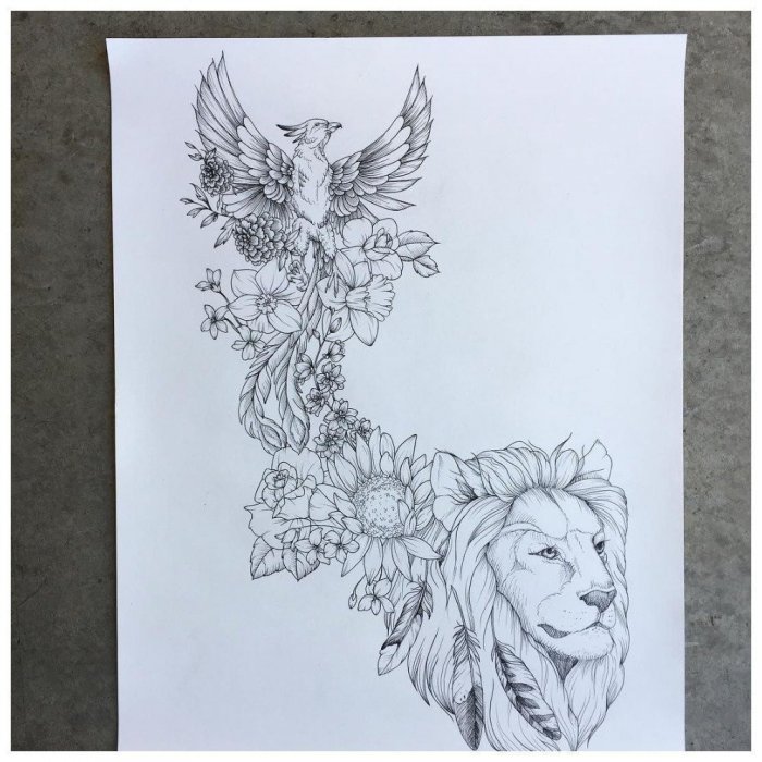 Татухи для девушек эскизы Льва