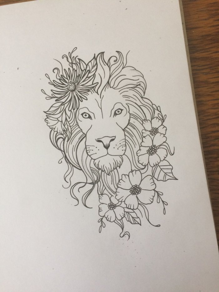 Эскизы татуировок для девочек Лев