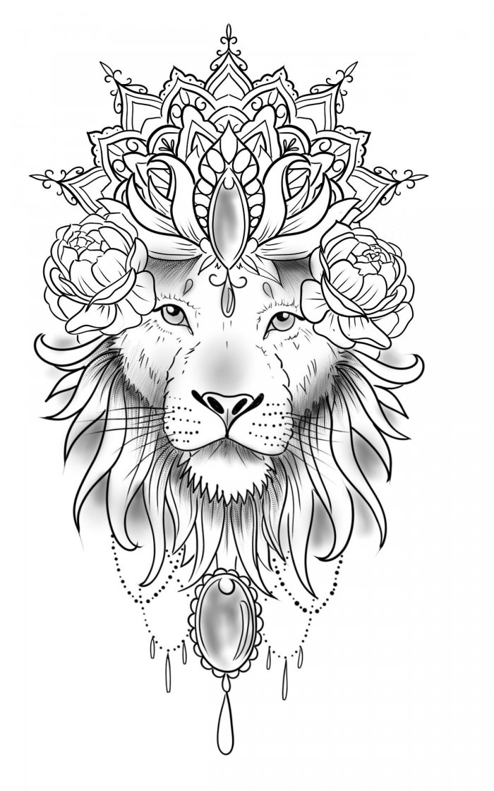 Тату львица дотворк