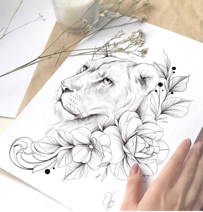 Тату львицы эскизы для девушек