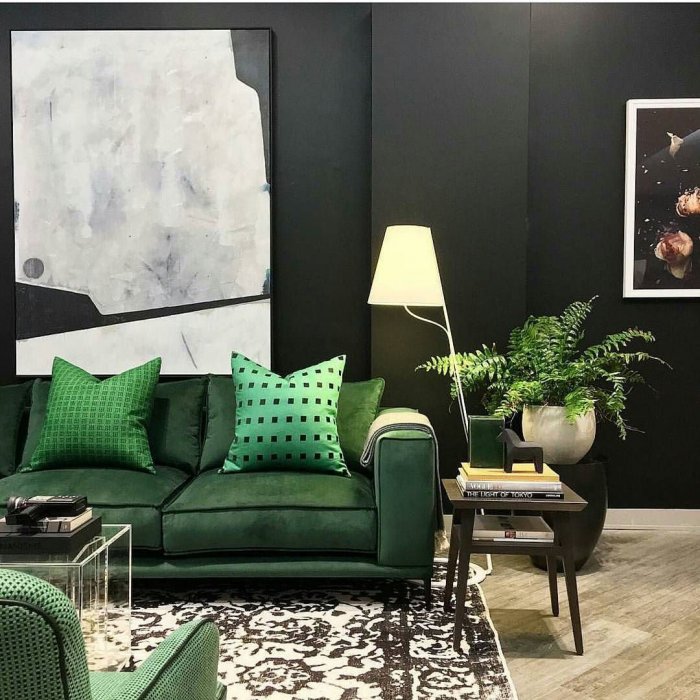 Темно зеленый в интерьере