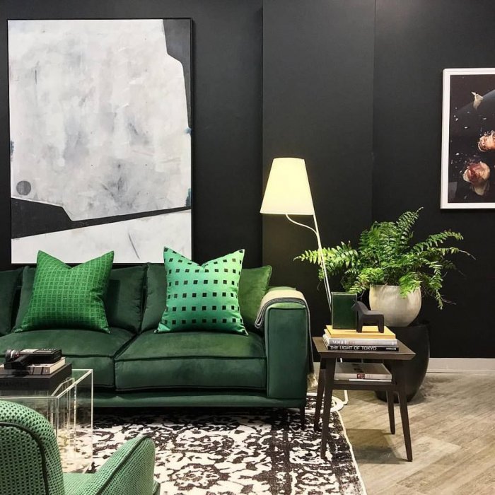 Темно зеленый в интерьере