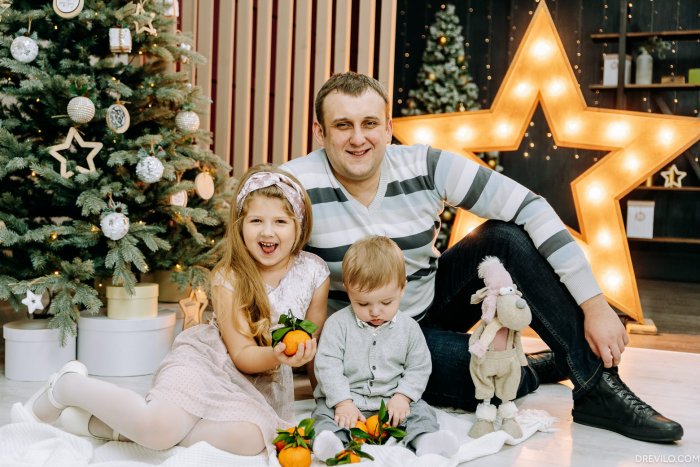 Новогодняя фотосессия в голубых тонах