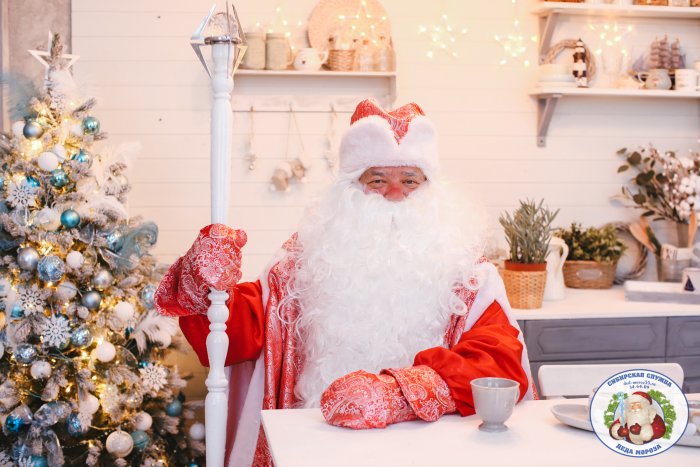 Дед Мороз в кресле у камина