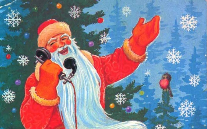 Санта Клаус с телефоном