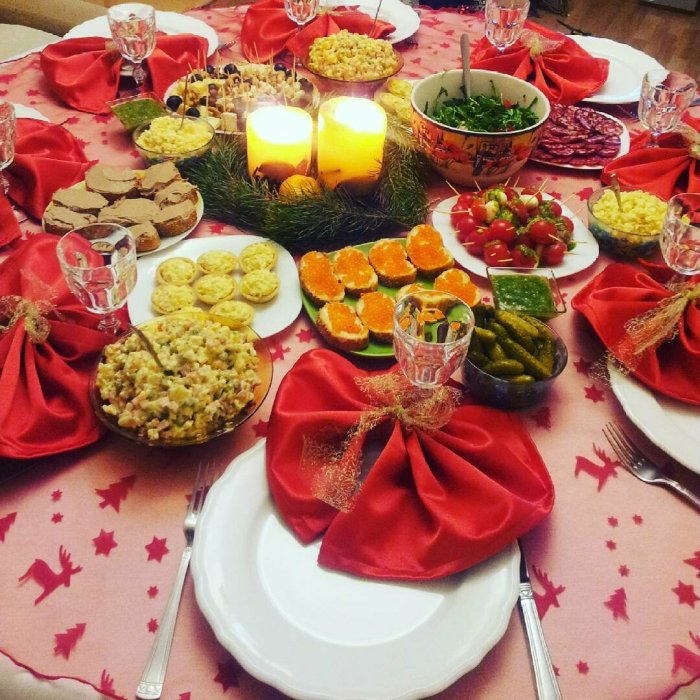 Сервировка стола на новый год