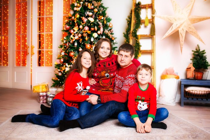 Семейная Новогодняя съемка в студии