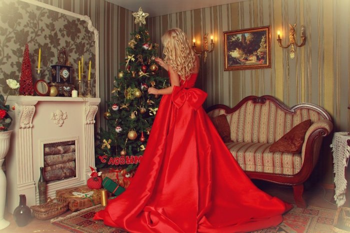 Новогодняя фотосессия в студии девушка