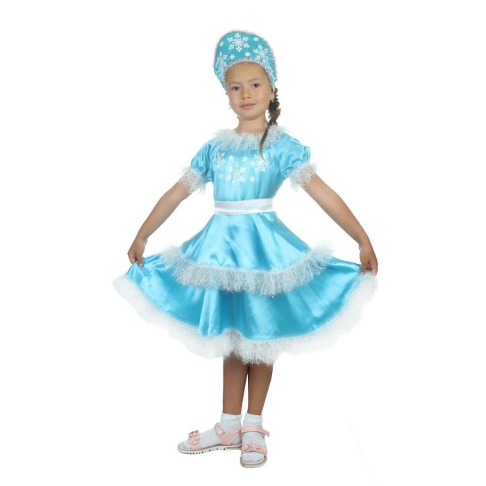 Карнавальный костюм батик «Снегурочка сатин Гжель 2»