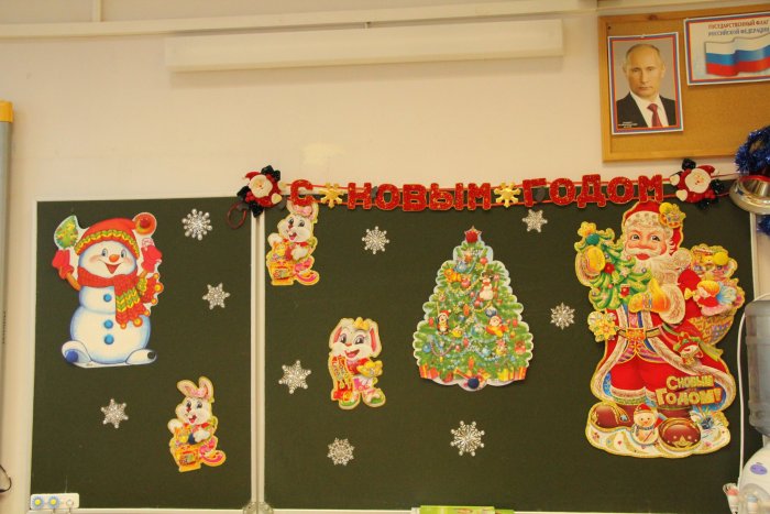 Украшение класса к новому году начальная школа