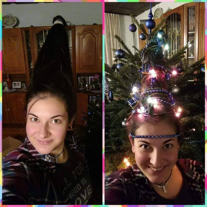 Прическа с мишурой