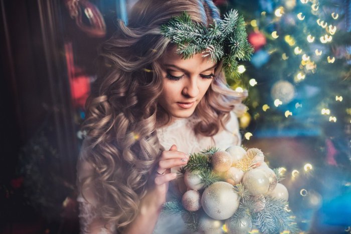 Новогодний образ макияж и прическа