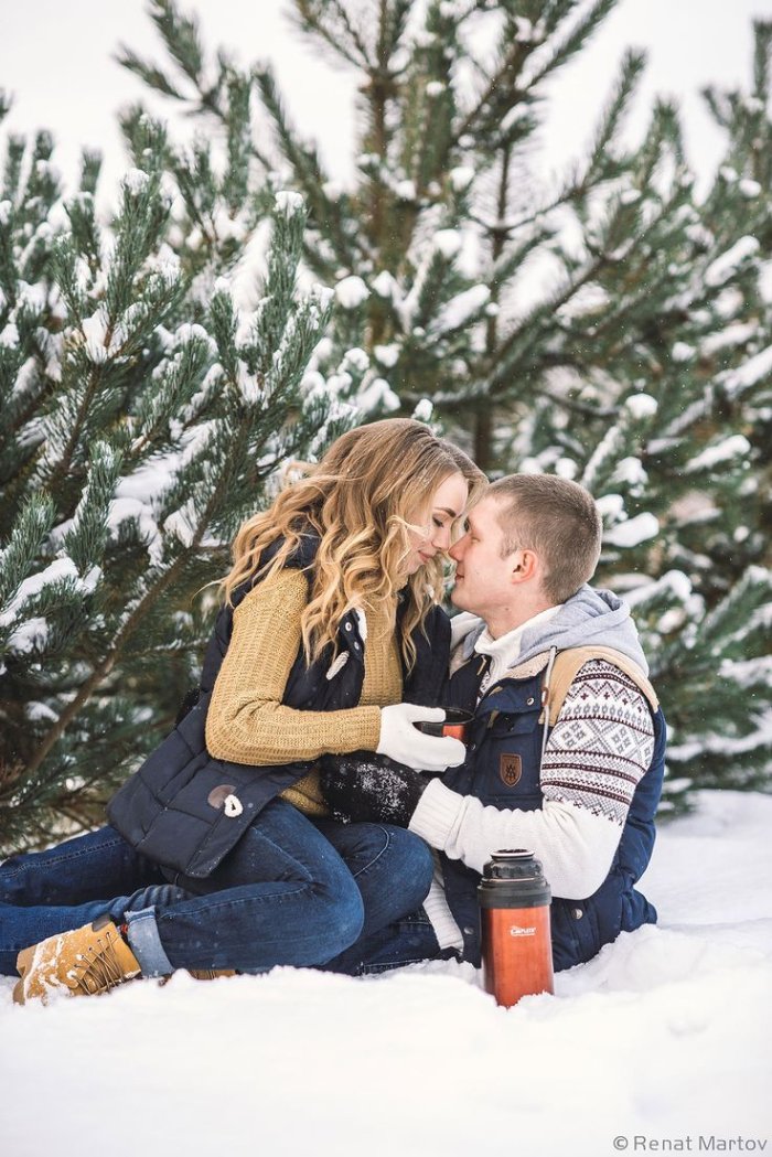 Фотосессия лав стори зимой